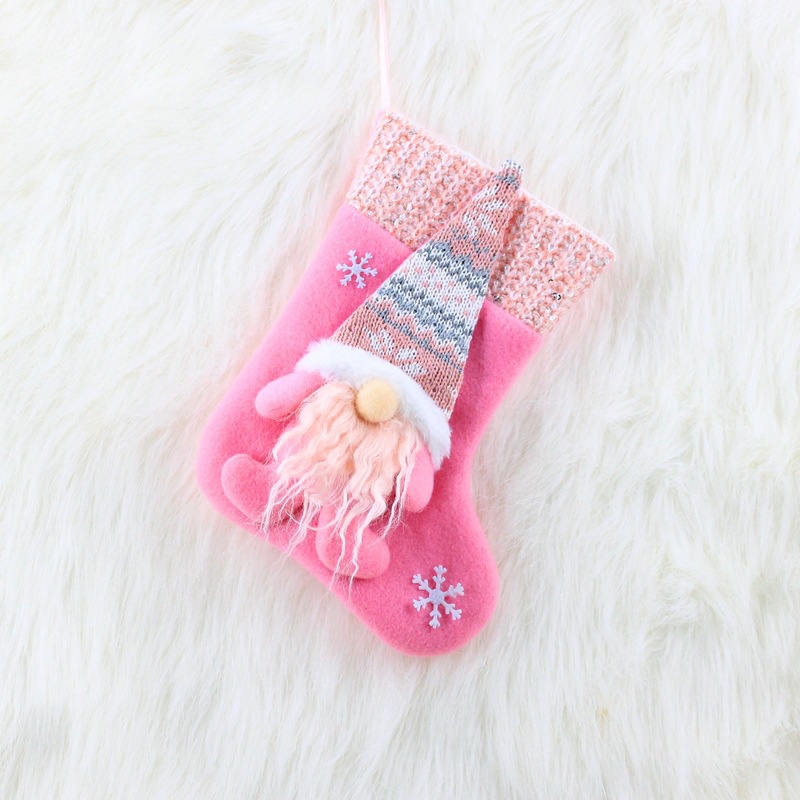 Túi Quà Giáng Sinh Màu Hồng Vớ Ông già Noel Nai Sừng Tấm Người Tuyết Tất Đồ Trang Trí Giáng Sinh Cho Trang Trí Nhà Cây Treo Trang Trí
