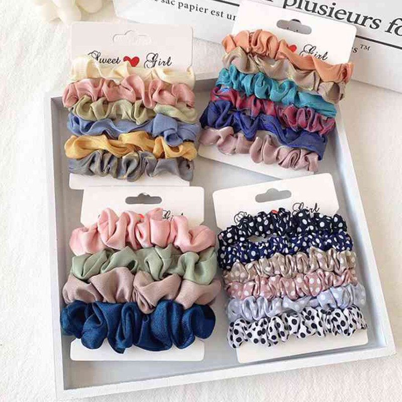 Set 6 Dây Buộc Tóc Co Giãn Xinh Xắn Cho Nữ