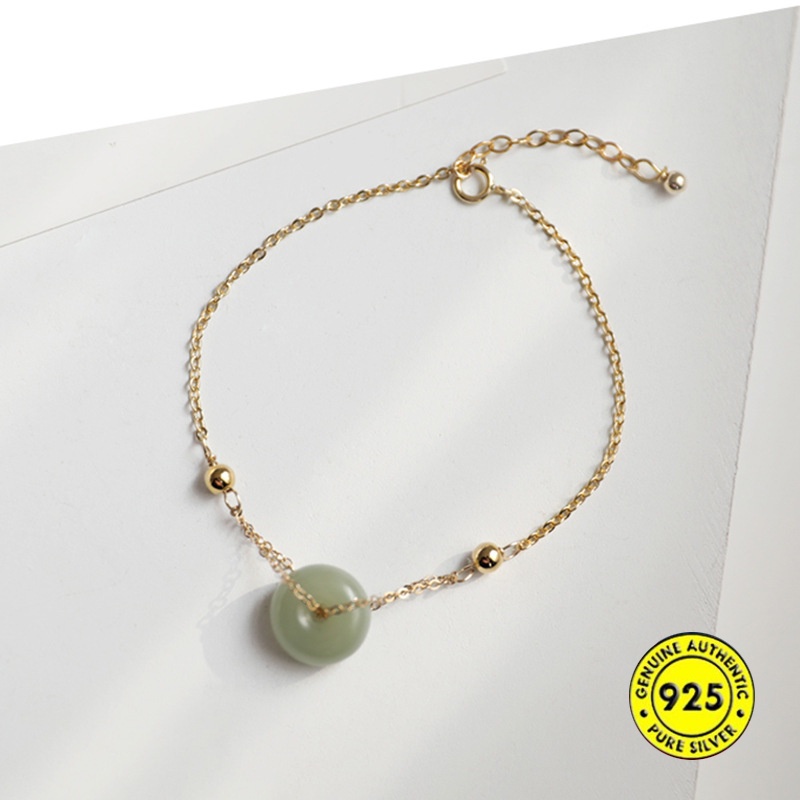 Vòng đeo tay mạ bạc 925 kiểu ngọc bích xinh xắn cho nữ