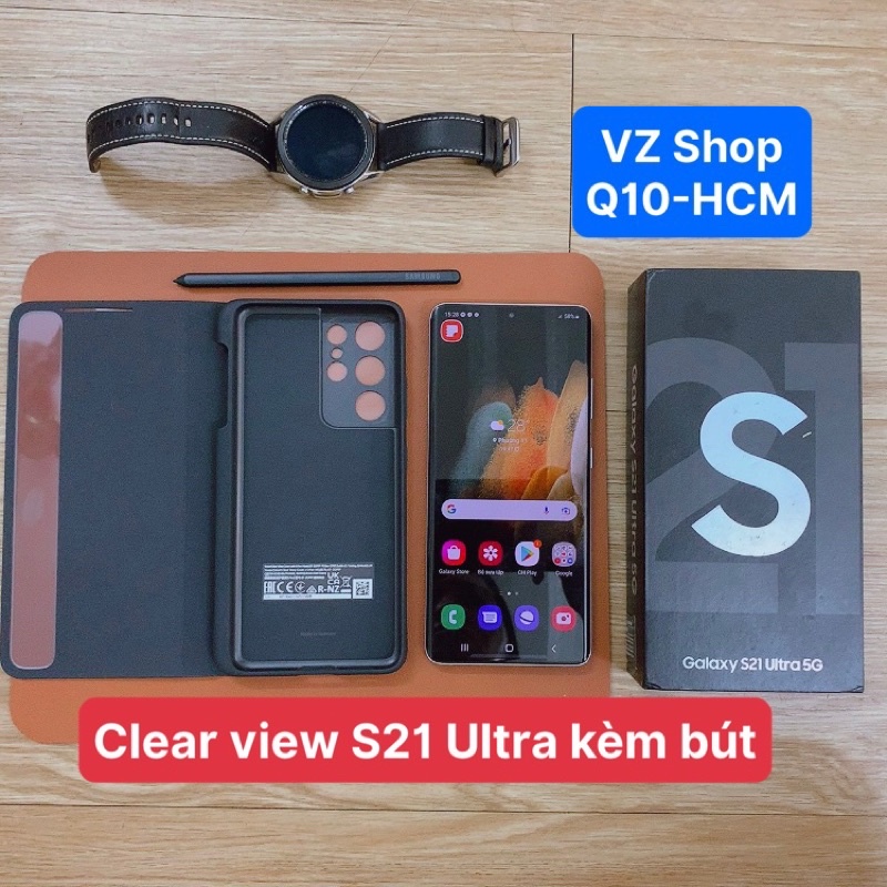 Chính hãng nguyên seal-Bao da Smart Clear View Cover with S Pen cho Galaxy S21 Ultra