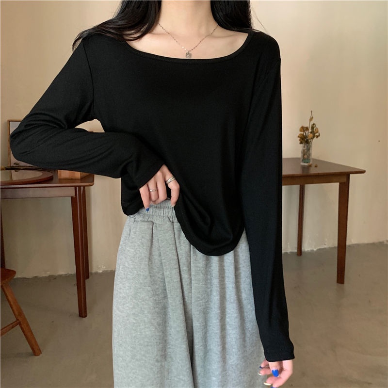 Áo thun COZOKC tay dài màu đơn giản thời trang cho nữ