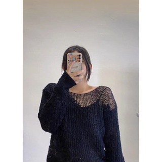 Áo len lưới trễ vai