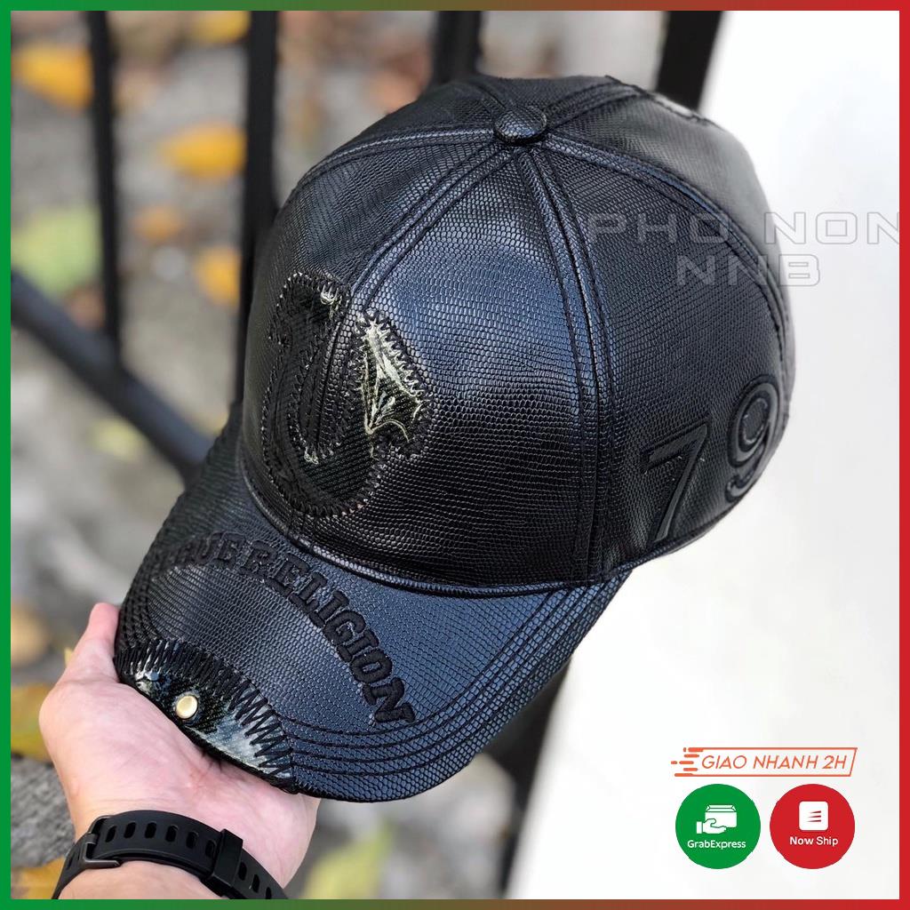 Mũ lưỡi trai Nón Ông Địa da tổng hợp dập vân cao cấp D.L.T
