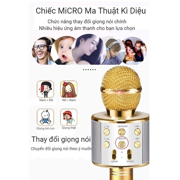 MICRO karaoke bluetooth w 858 không dây có loa TUYỆT ĐỈNH SIÊU PHẨM - BH 6 tháng - CAM KẾT CHÍNH HÃNG