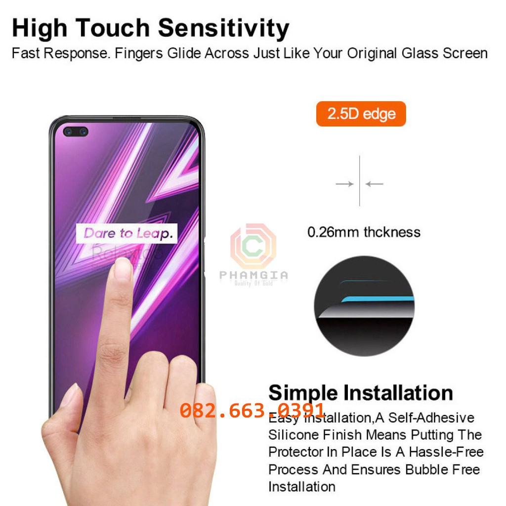 Kính cường lực Realme 6 pro full màn hình, không chấm liti