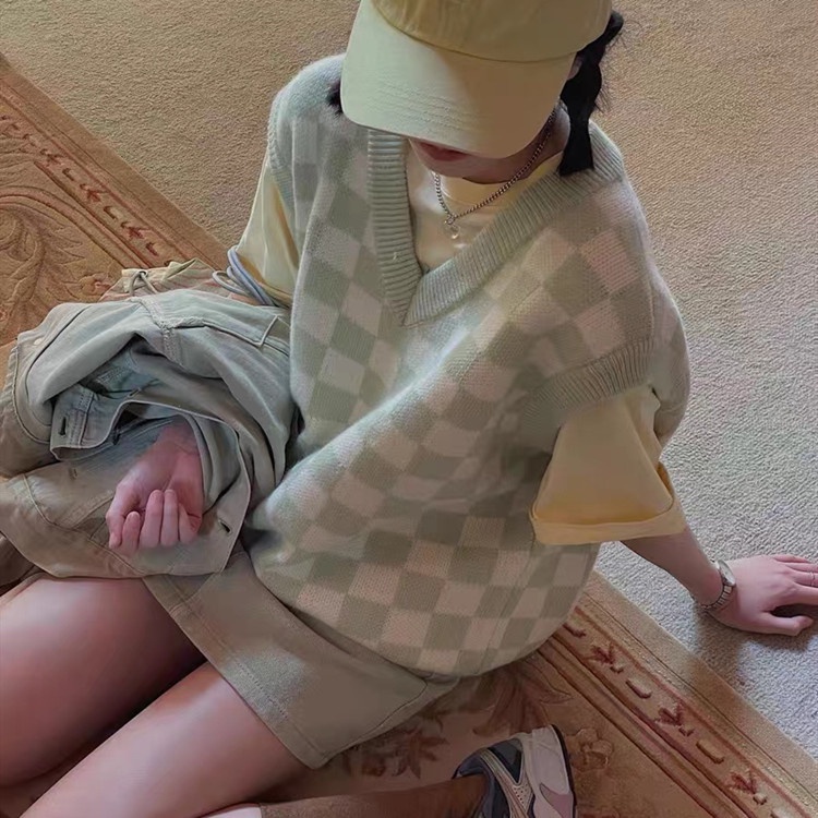 Áo Sweater dáng rộng kẻ sọc ca rô thời trang xuân thu dành cho nữ | BigBuy360 - bigbuy360.vn