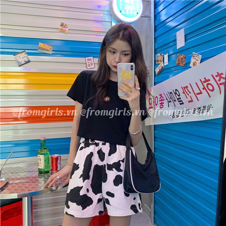 Quần short bò sữa, quần đùi cạp chun rút dây có túi ulzzang Hàn Quốc - QS01 | BigBuy360 - bigbuy360.vn