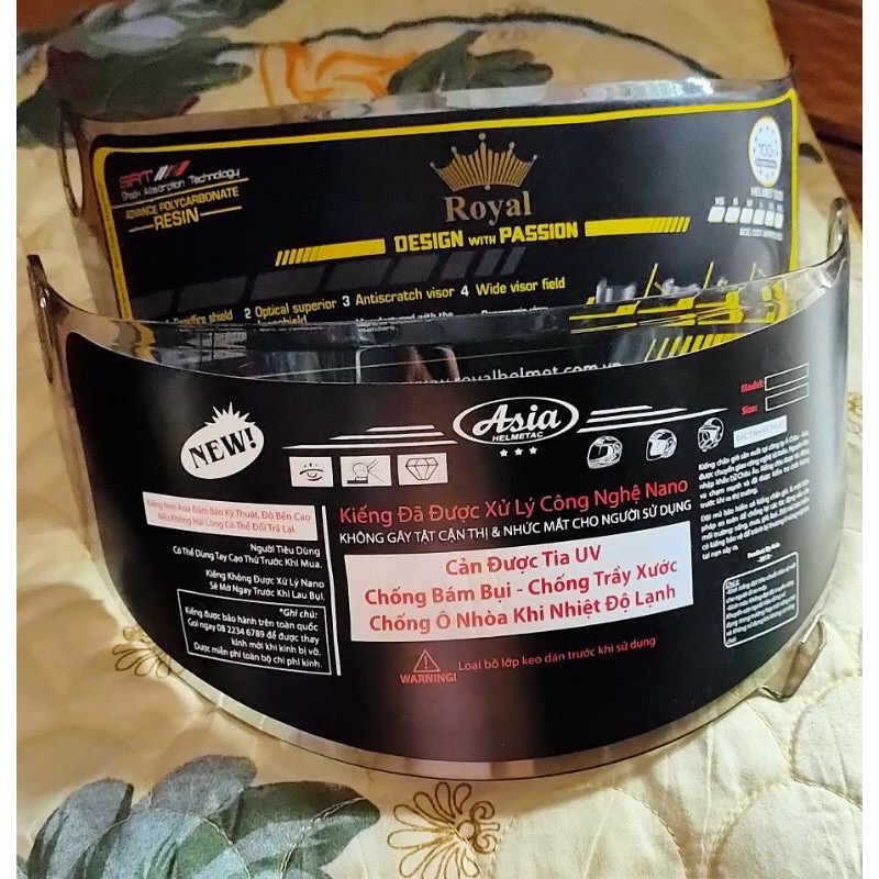 Kính mũ bảo hiểm nắp vừa mũ Asia 136,Royal 136,Agu .