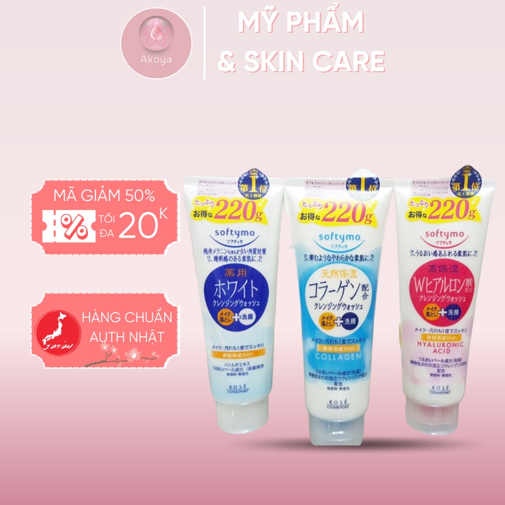 Sữa rửa mặt trắng da ⚡ GIÁ SỐC ⚡ Sữa rửa mặt Kose Softymo Nhật Bản cao cấp trẻ hóa làn da, sạch sâu trắng sáng
