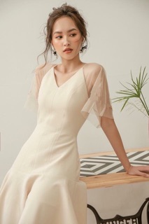 Đầm phối tay lưới