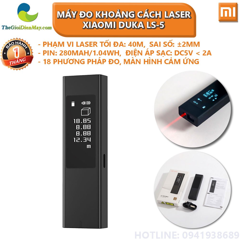 Máy đo khoảng cách bằng tia Laser Xiaomi Duka LS-5 - Bảo hành 1 tháng - Shop Thế Giới Điện Máy