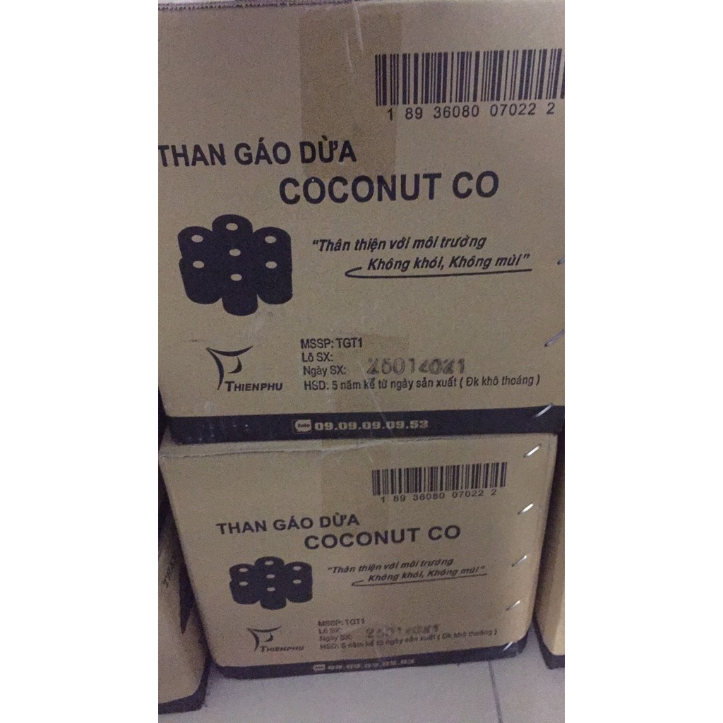 THAN GÁO DỪA COCONUT CO 1KG/GÓI - KHÔNG KHÓI CHUYÊN DÙNG NƯỚNG BBQ HÌNH TRỤ DẠNG VIÊN NHỎ