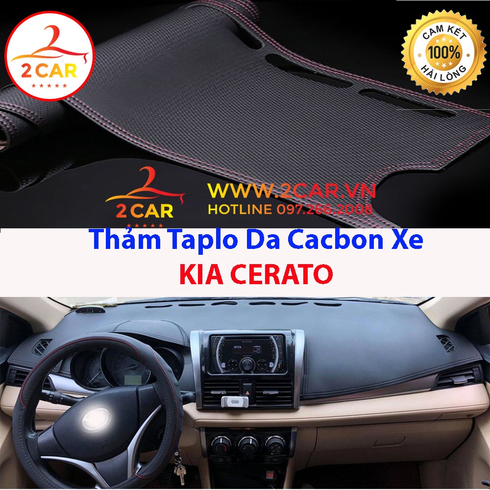 Thảm taplo da carbon xe Kia Cerato 2016- 2018 Hàng 3 lớp chống trượt cao cấp