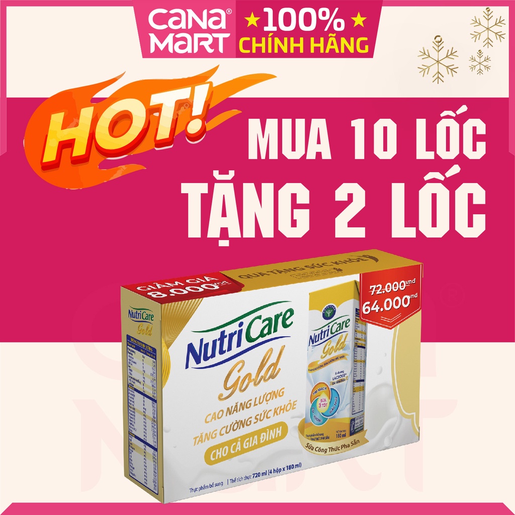 [Mua 10 lốc tặng 2] Sữa nước Nutricare Gold cho người lớn tuổi (180ml)