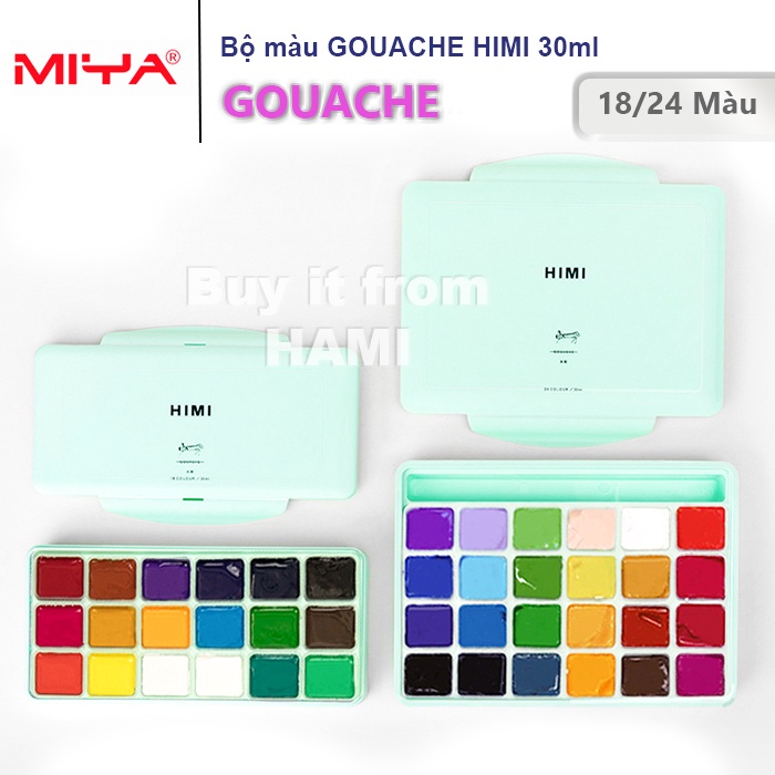 Màu gouache himi dạng thạch bộ 18 24 màu - ảnh sản phẩm 1