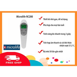 [CHÍNH HÃNG]Nhiệt kế điện tử hồng ngoại Microlife NC200(Tặng kèm áo mưa)