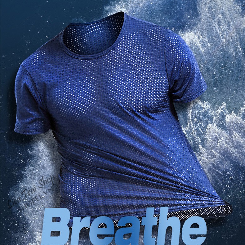 Áo thun lưới nam áo thun nam đục lỗ thoáng mát thời trang