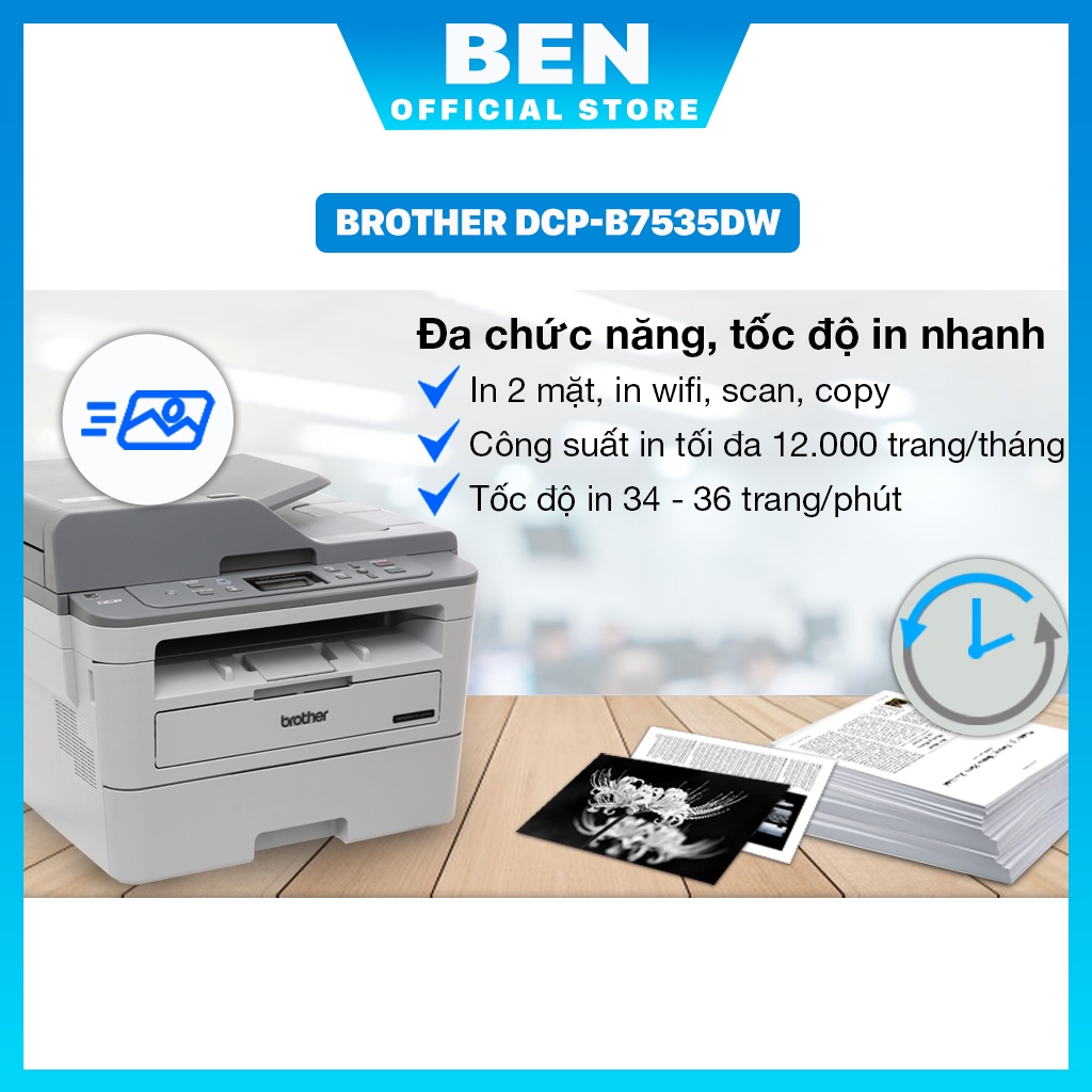 Máy in đa chức năng Brother DCP-B7535DW (in-scan-copy-đảo mặt-wifi) - hàng chính hãng - BH12T
