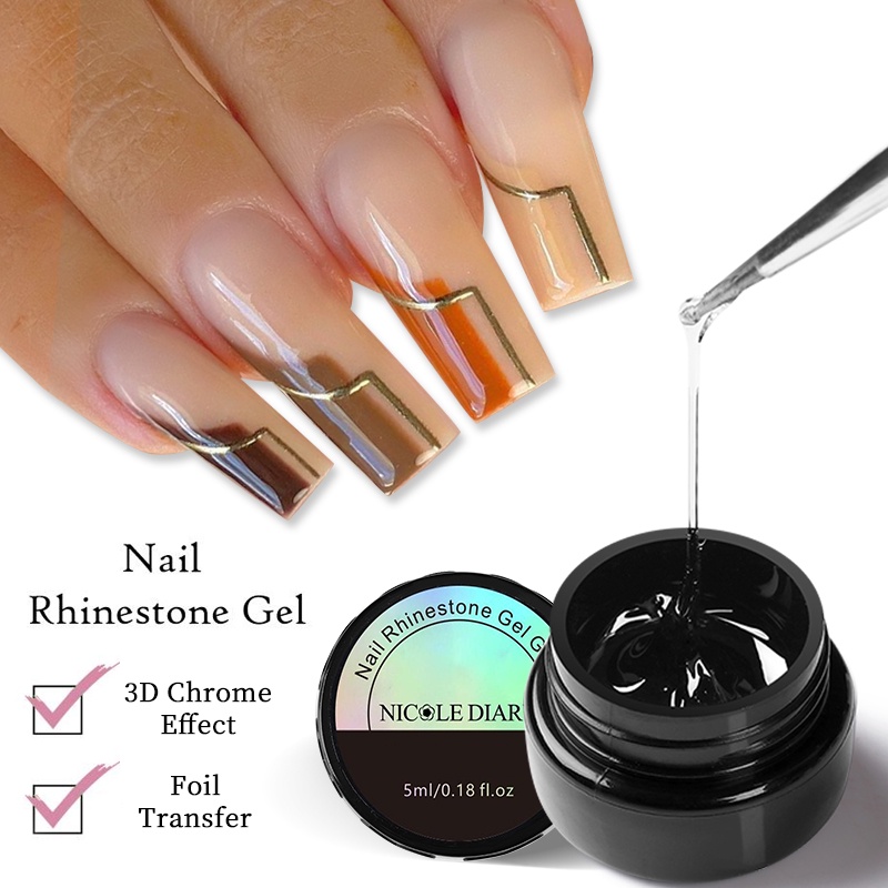 NICOLE DIARY Set 2 Lọ Bột Kim Tuyến Tráng Gương Trang Trí Móng Tay