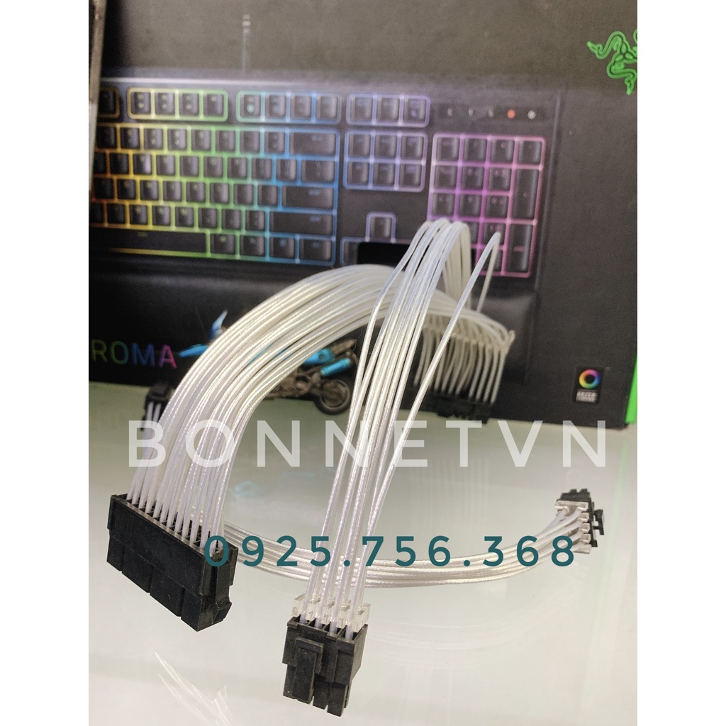 Dây nguồn nối dài 24pin Teflon trong suốt 18AWG – 30cm