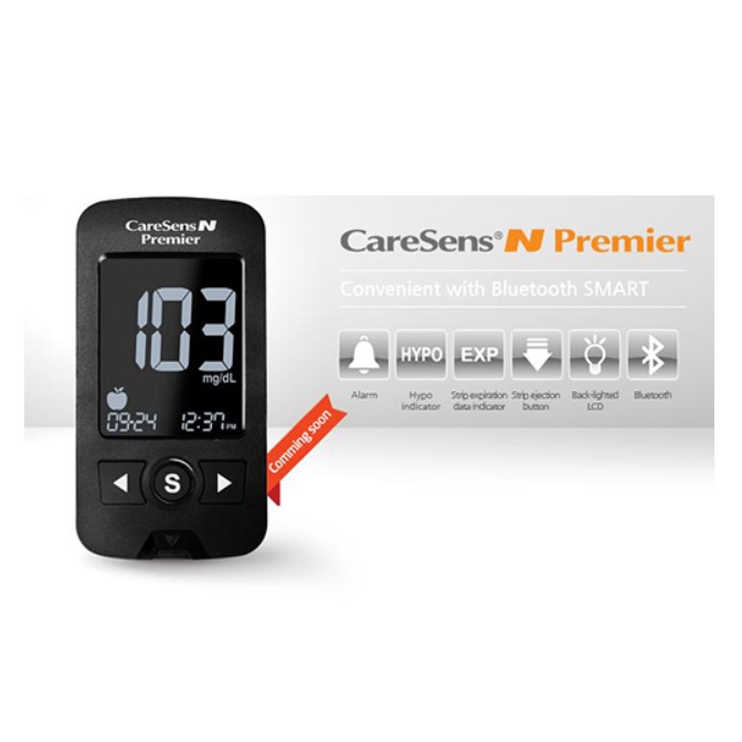 Trọn bộ máy đo đường huyết Caresens N Premier (kèm 10 que thử và 10 kim chích máu)