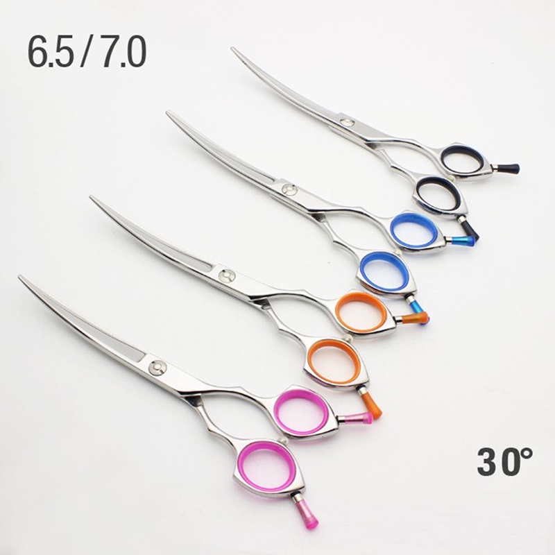 Kéo cong cắt lông chó mèo dài 7 Inch làm bằng thép không rỉ
