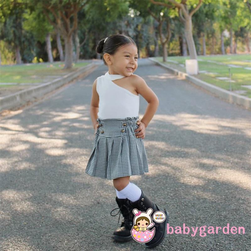 Bộ Áo Không Tay Màu Trơn + Chân Váy Lưng Cao Dành Cho Bé Gái 3 Tháng Tuổi