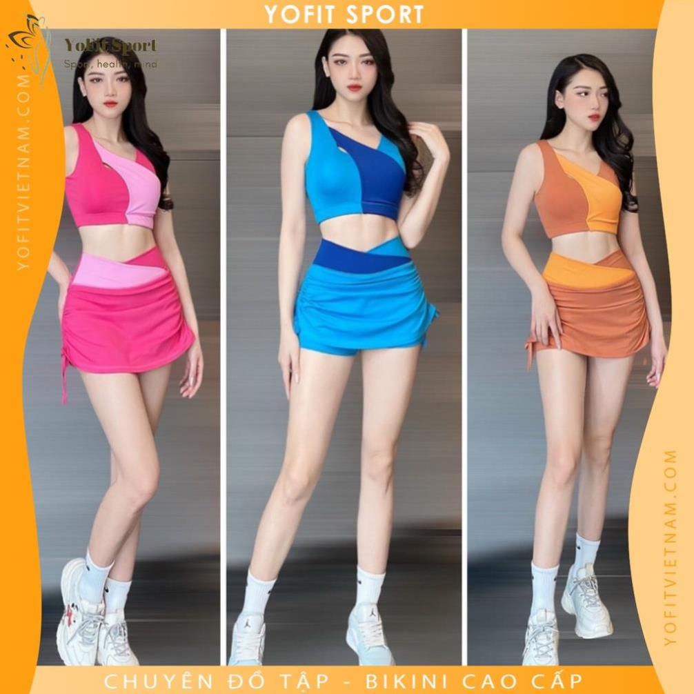 Set quần áo giả váy tập Erobic, Gym (Kèm mút nâng) Đẹp *
