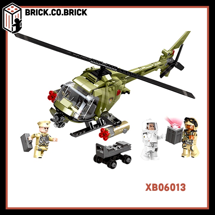 Máy Bay Trực Thăng Quân Sự Mô Hình Lắp Ráp Army Helicopter Xếp Hình Thông Minh Cho Bé XB06013