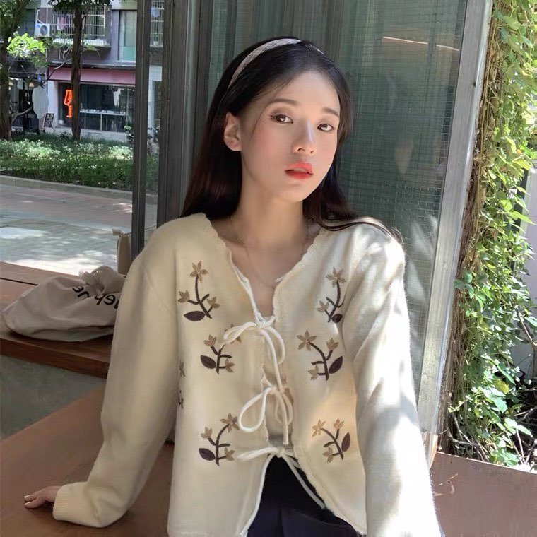 Set áo len nữ khoác kèm áo dây nhẹ nhàng vintage phong cách hàn quốc mùa thu