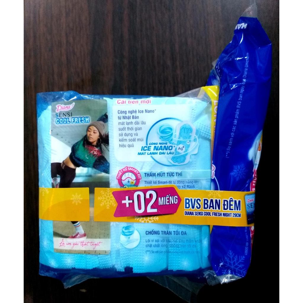 {TẶNG 2 MIẾNG}-BĂNG VỆ SINH MỎNG CÁNH DIANA COOL FRESH (MÁT LẠNH) GÓI 20 MIẾNG, MỖI MIẾNG DÀI 23CM