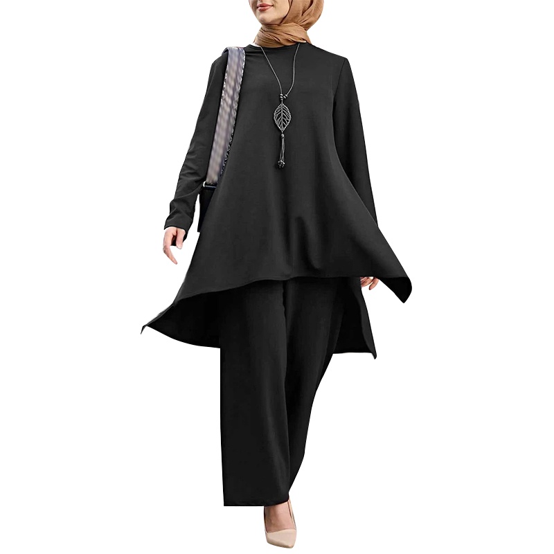 Zanzea Set Áo Thun Ngắn Tay Cổ Tròn + Quần Dài Ống Rộng Thời Trang Nữ