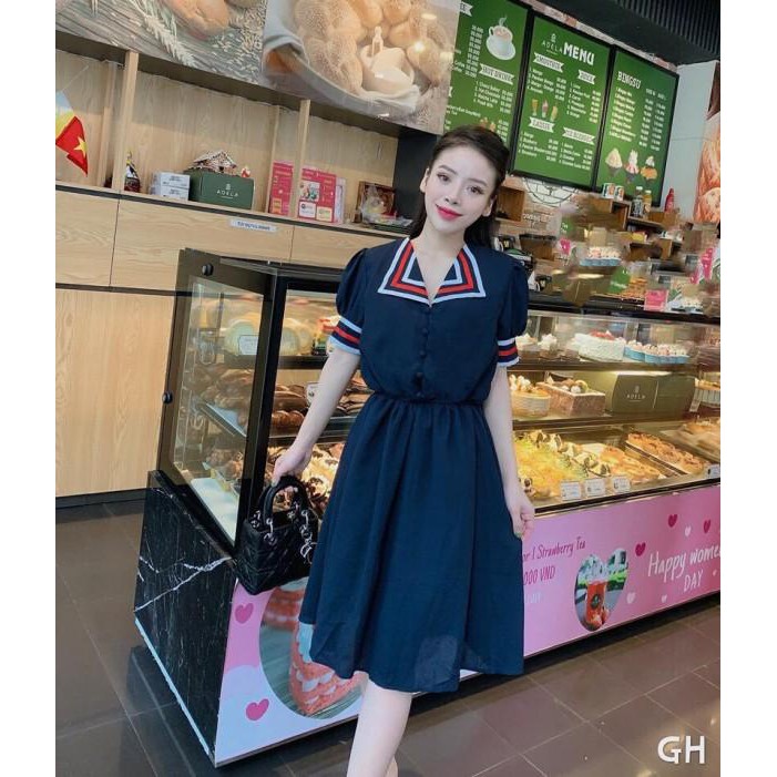 (Bỏ sỉ)Đầm xòe nhún eo viền thổ cẩm cute quá ạ bao chât, ko đep ko lây tiền MÃ TF19056240