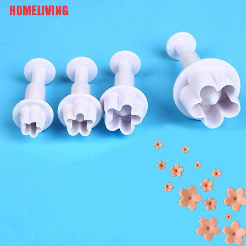 Bộ 4 Khuôn Cắt Bánh Quy Hình Bông Hoa 3D Tiện Dụng Cho Nhà Bếp DIY