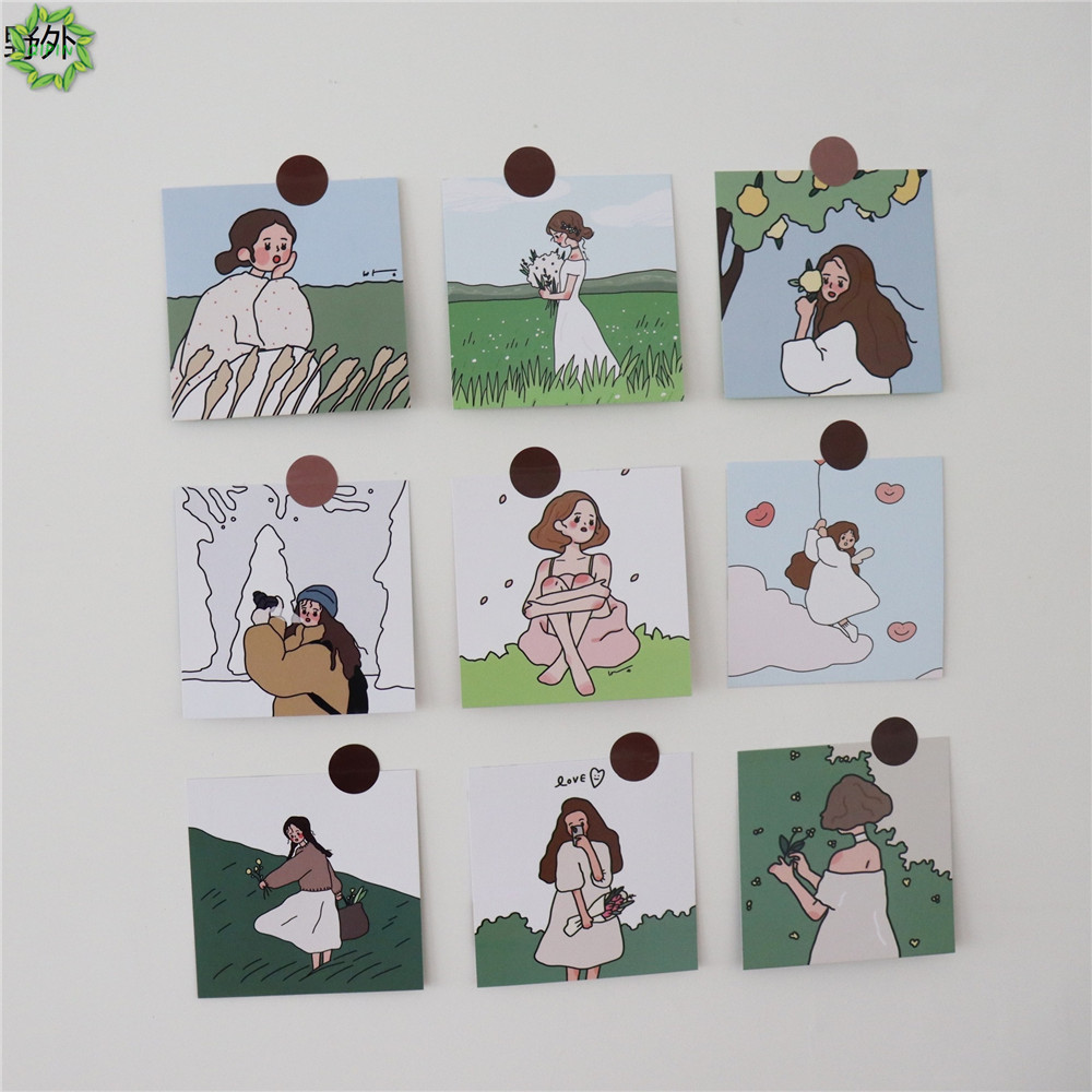 Set 9 Tấm Giấy In Họa Tiết Cô Gái Xinh Xắn Trang Trí Đa Dụng | BigBuy360 - bigbuy360.vn