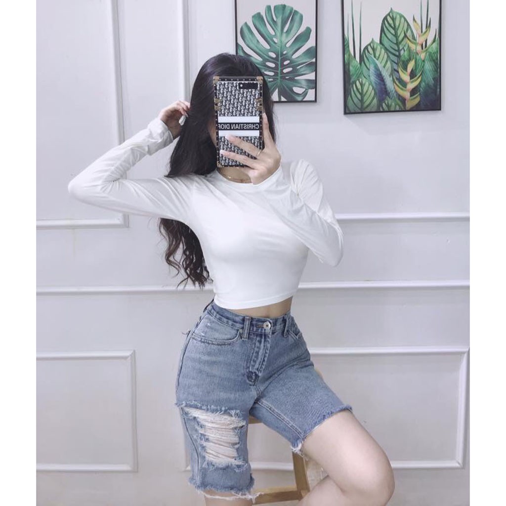 Áo Thun Croptop Tay Dài Nhiều Màu Cá Tính - Áo Roptop MS:Z01