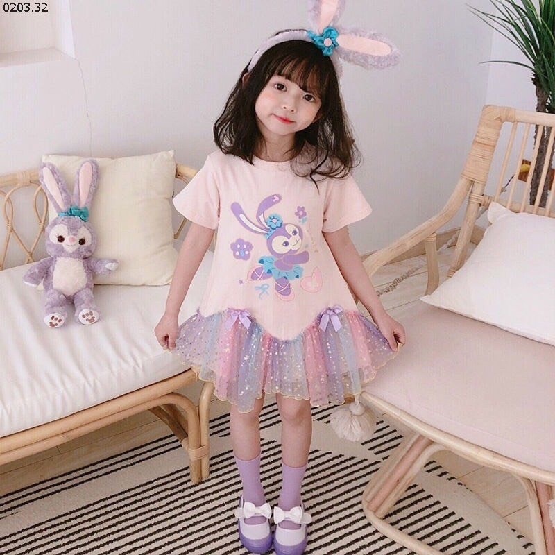 VÁY HỒNG PHỐI REN BÉ GÁI SIZE 9-26kg