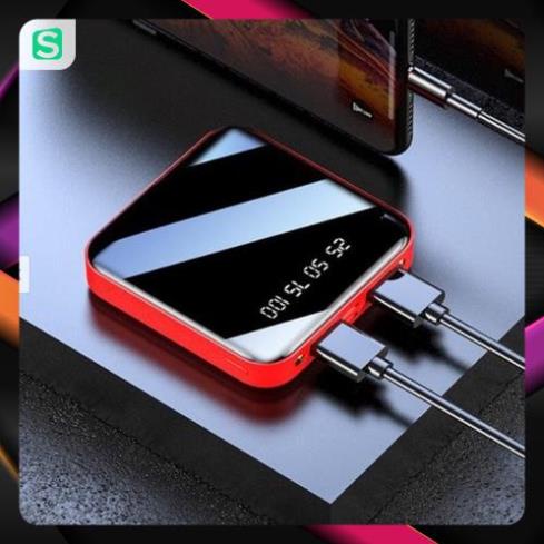 Sạc dự phòng POWER-BANK mặt kính 20000mAh có 2 đèn pin và hiển thị % pin giảm giá