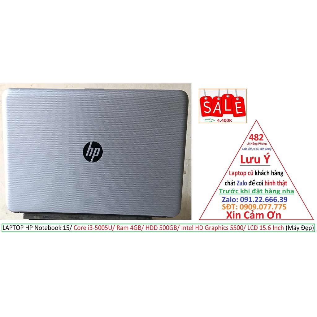 LAPTOP HP Notebook 15/ Core i3-5005U/ Ram 4GB/ HDD 500GB/ Intel HD Graphics 5500/ LCD 15.6 Inch (Máy Đẹp) | WebRaoVat - webraovat.net.vn