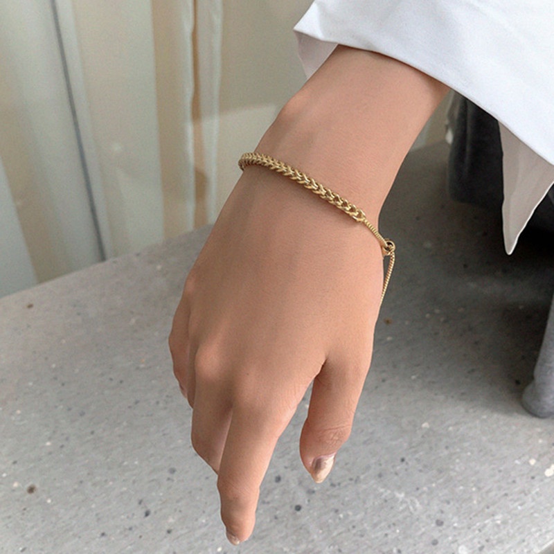 Vòng tay nữ titan dây rút mạ vàng 18K Phụ kiện thời trang Hàn Quốc