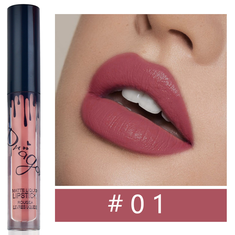 Cắn Môi Mờ Matte Lipstick Không Dính Cốc Không Phai Màu Kim Loại Màu Nude Màu Đất Đồng Lip Gloss