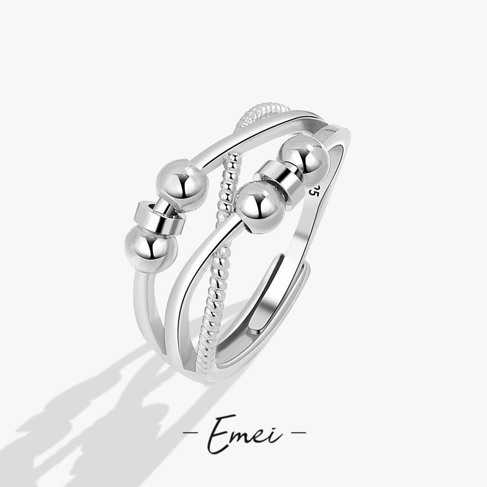 Nhẫn Kim Loại Thiết Kế Dây Xích Đôi Cá Tính