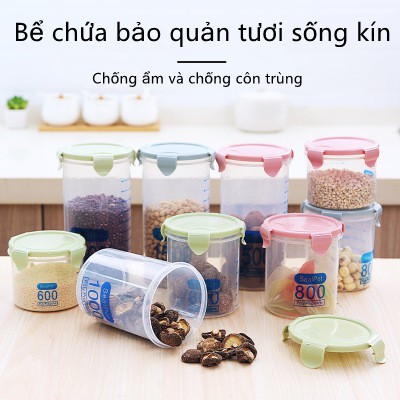 Đóng hộp đóng hộp ngũ cốc nguyên hạt hộp trong suốt hộp bảo quản thực phẩm trong nhà bếp chai đồ ăn nhanh gia đình lọ bả