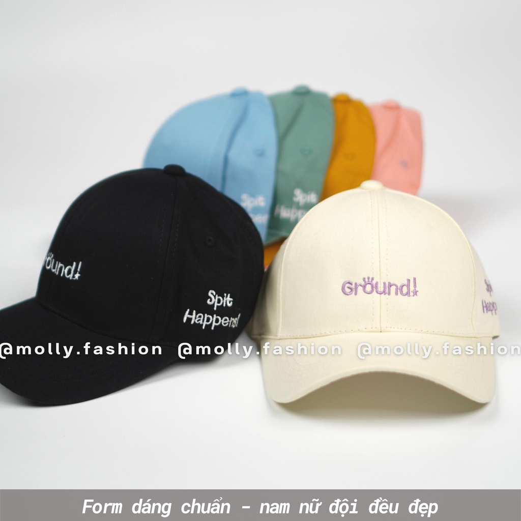 Mũ lưỡi trai Unisex  Nón kết Ulzzang thêu chữ GROUND chất kaki cao cấp Molly Fashion – NK18