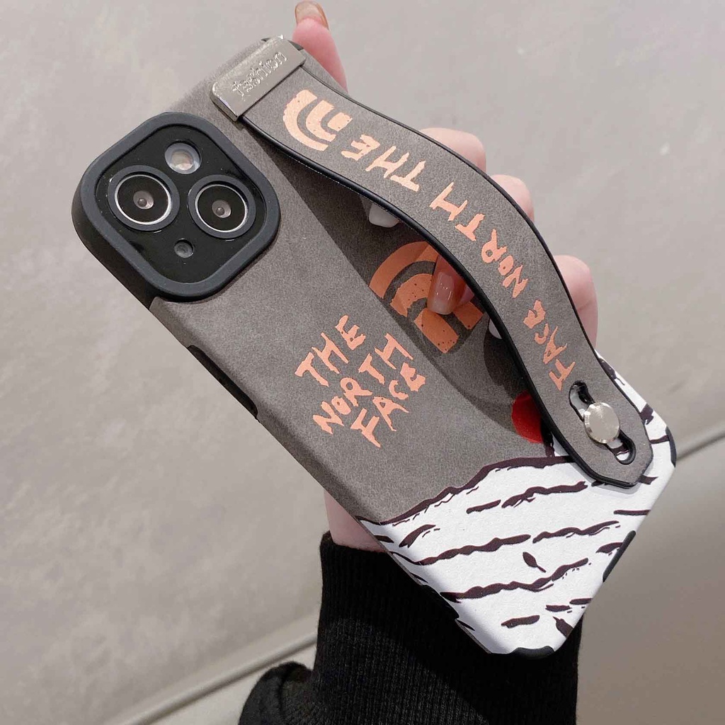 Ốp Điện Thoại Da Lộn In Hình Hoàng Hôn Đỏ Có Dây Đeo Cổ Tay Cho iPhone 14ProMax 13 12Pro 11Promax 7P XS XR