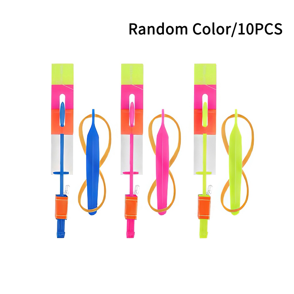 [huite]10pcs LED Light Rocket Helicopter Flying Toy Party Gift Elastic Slingshot Flying Copter for Birthday