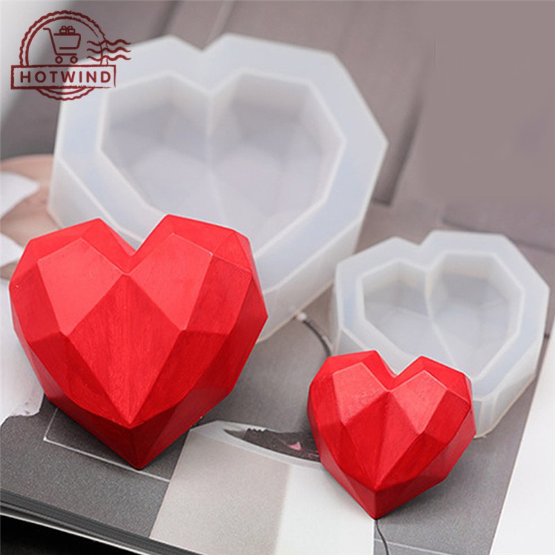 HW 3D Diamond Heart-shaped Silicone Mold Resin Art Silicone Mould Silicone Jewelry Making Molds
