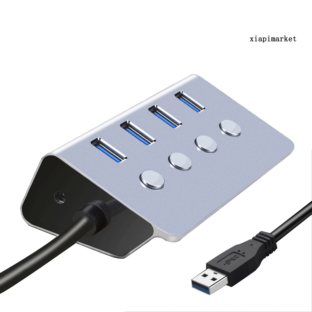 LOP_USB 3.0 4-Port Cable Hub Splitter Extension Adapter with Separate Control Button