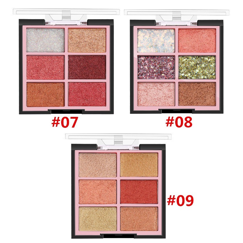 Bảng phấn mắt QIAOYAN MY EYE SHADOW 6 màu ánh nhũ ngọc trai