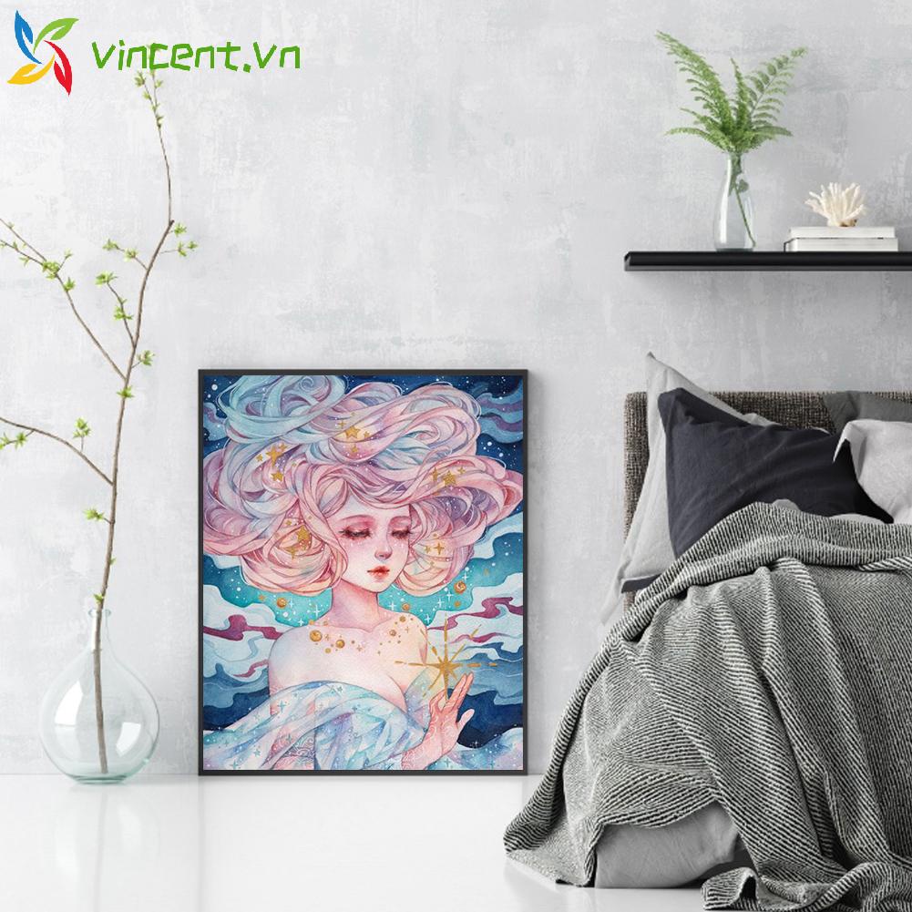 Toàn Bộ Tranh Thêu Chữ Thập DIY 11CT Hình Cô Gái Xinh Xắn